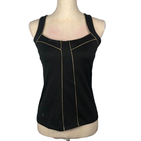 Tail Activewear Racerback Tank Black/Gold Piping/ Bra  Size Small New With Tag - Picture 1 of 12